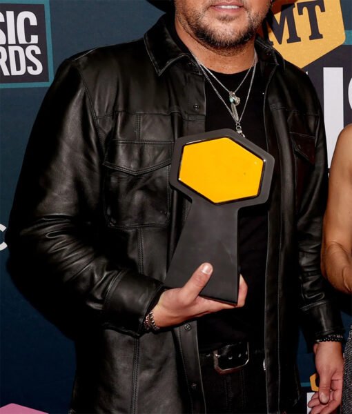 Jason Aldean Black Leather Jacket - Image 4