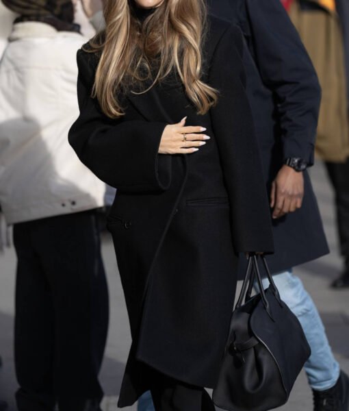 Rosie Huntington Whiteley Black Long Coat - Image 2