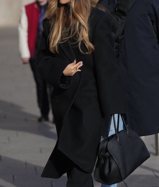 Rosie Huntington Whiteley Black Long Coat