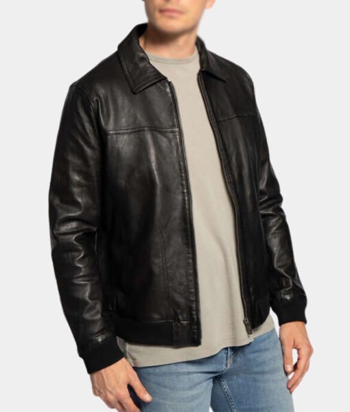Smith Mens Leather Bomber Jacket - Image 2