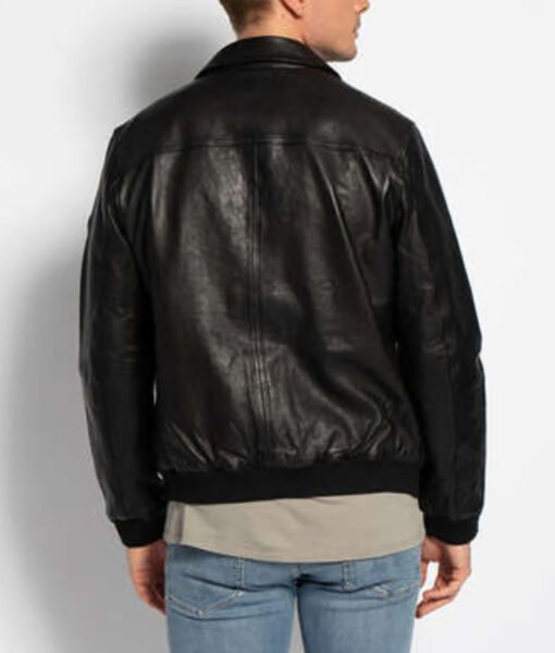 Smith Mens Leather Bomber Jacket - Image 3