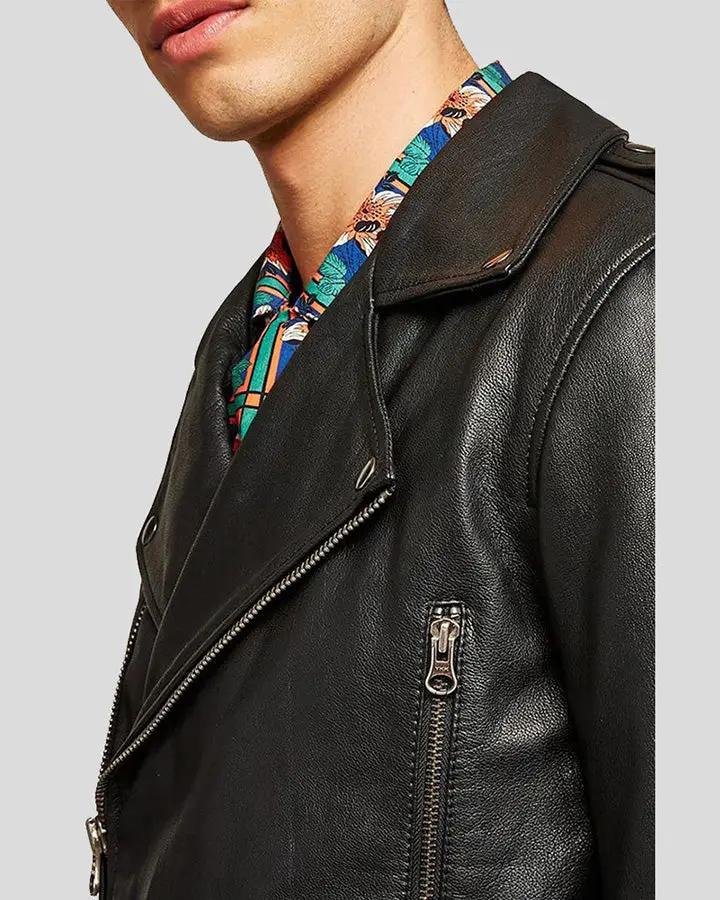 BEK BLACK MOTORCYCLE LEATHER JACKET - Image 2