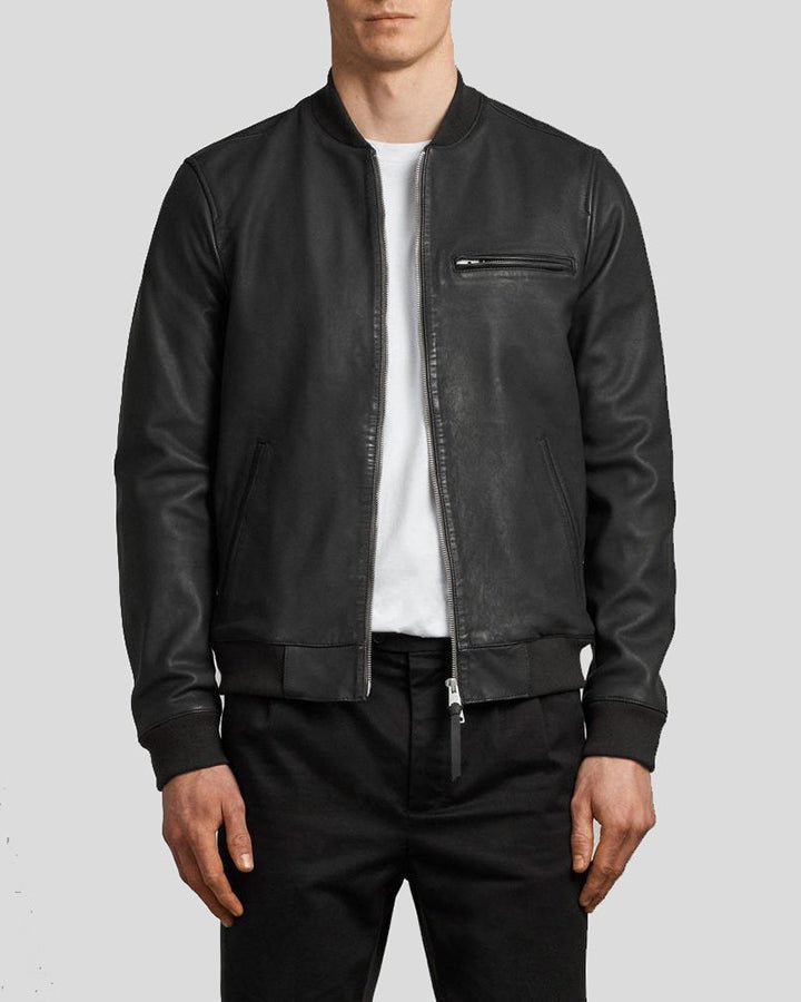 DENZEL BLACK BOMBER LEATHER JACKET