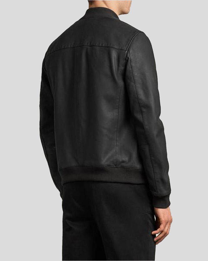 DENZEL BLACK BOMBER LEATHER JACKET - Image 3