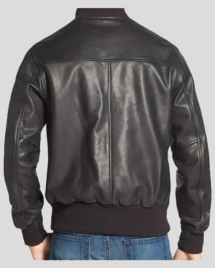 RICO BLACK BOMBER LEATHER JACKET - Image 2