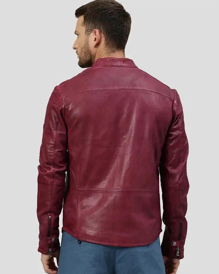 CHASE RED RACER LEATHER JACKET - Image 2