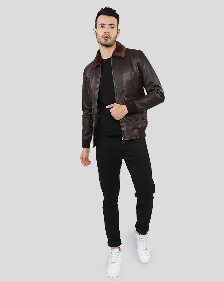 DARIUS BROWN BOMBER LEATHER JACKET - Image 8