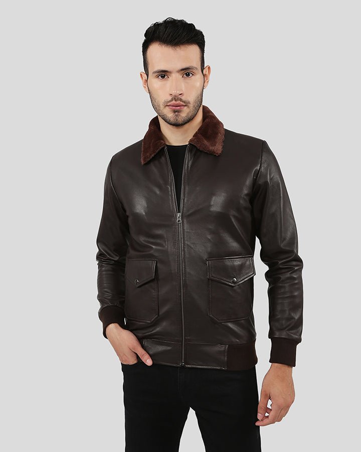 DARIUS BROWN BOMBER LEATHER JACKET