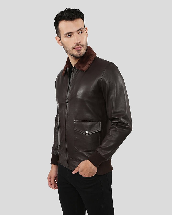 DARIUS BROWN BOMBER LEATHER JACKET - Image 6