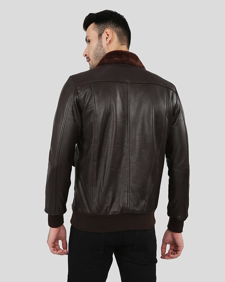 DARIUS BROWN BOMBER LEATHER JACKET - Image 4