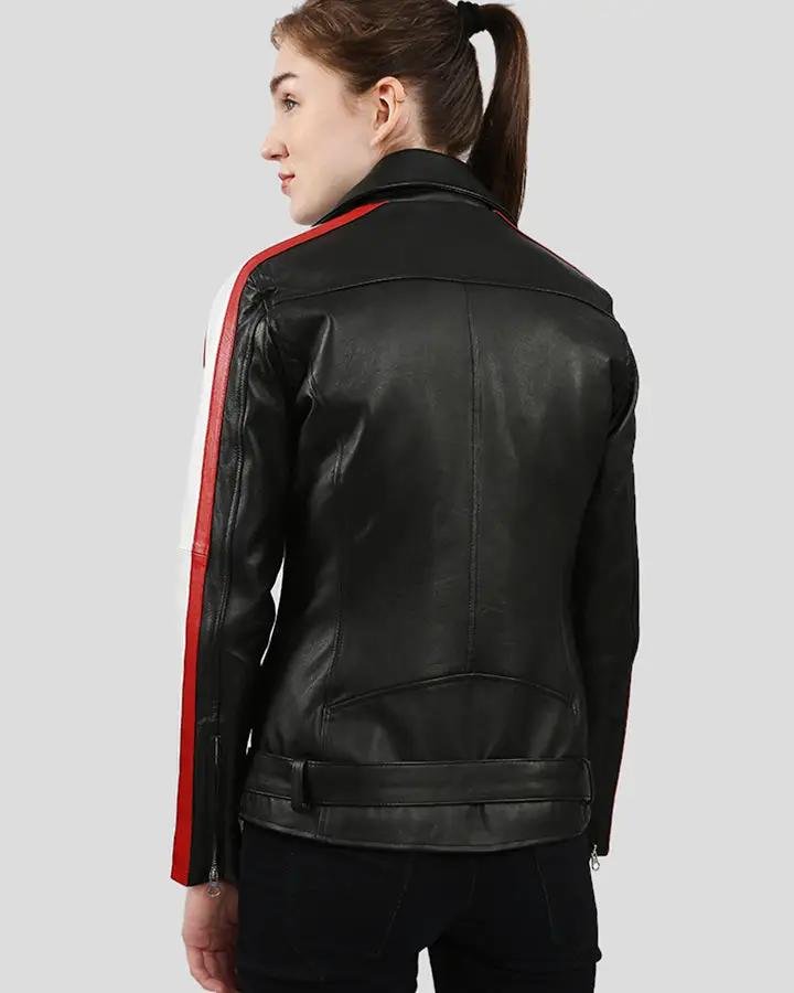 ZELDA BLACK BIKER LEATHER JACKET - Image 7