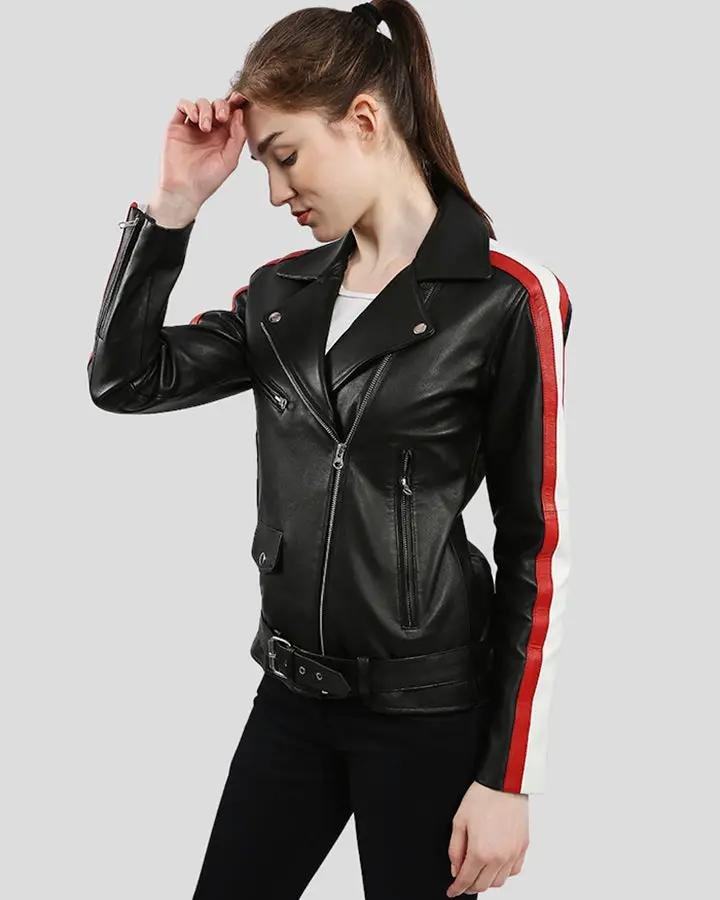 ZELDA BLACK BIKER LEATHER JACKET