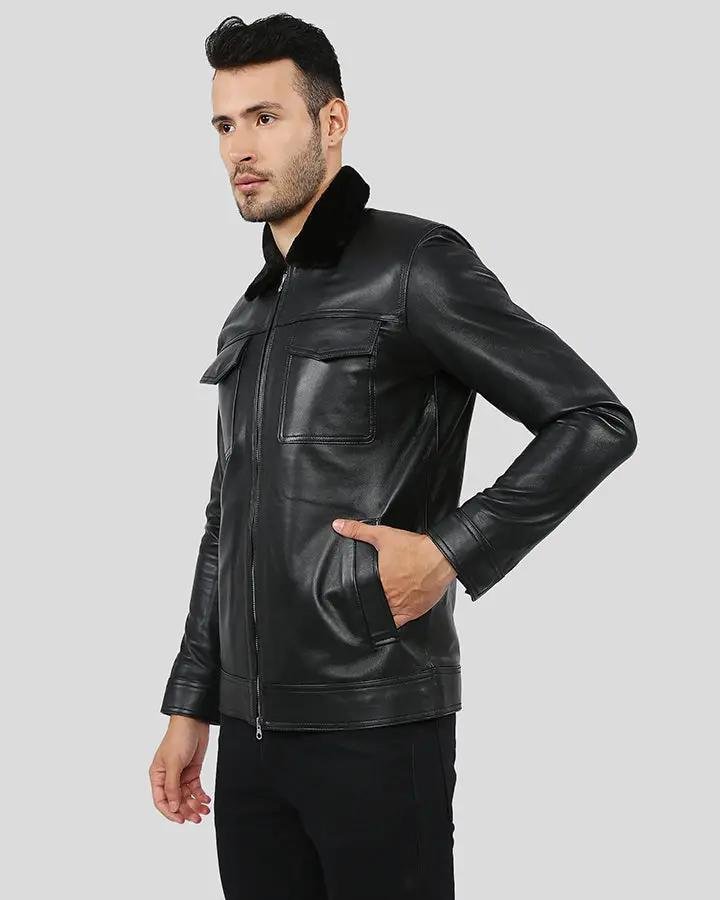 WALKER BLACK RACER LEATHER JACKET - Image 6