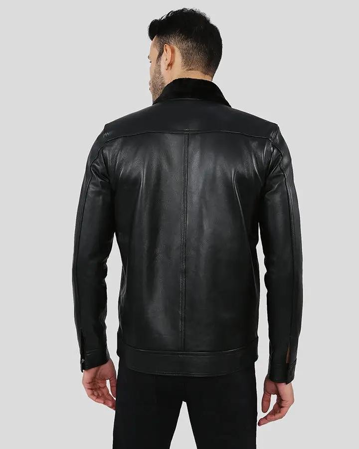 WALKER BLACK RACER LEATHER JACKET - Image 4
