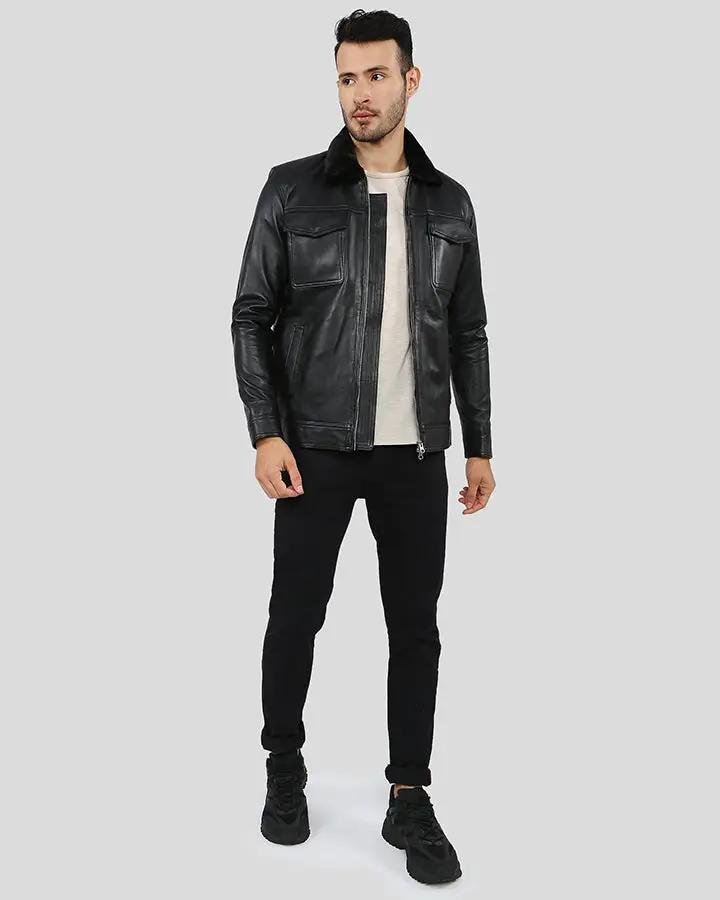WALKER BLACK RACER LEATHER JACKET - Image 2