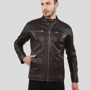 MASON BROWN QUILTED RACER LEATHER JACKET