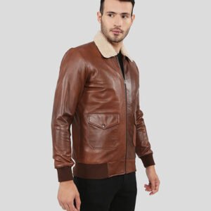 MARCEL BROWN BOMBER LEATHER JACKET