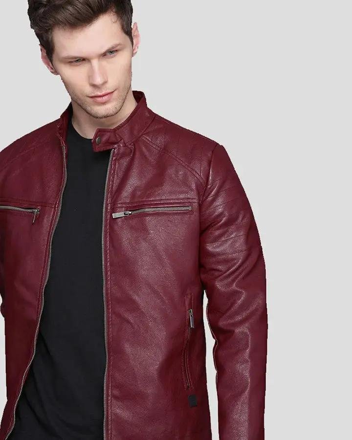 SANTIAGO RED QUILTED LEATHER JACKET