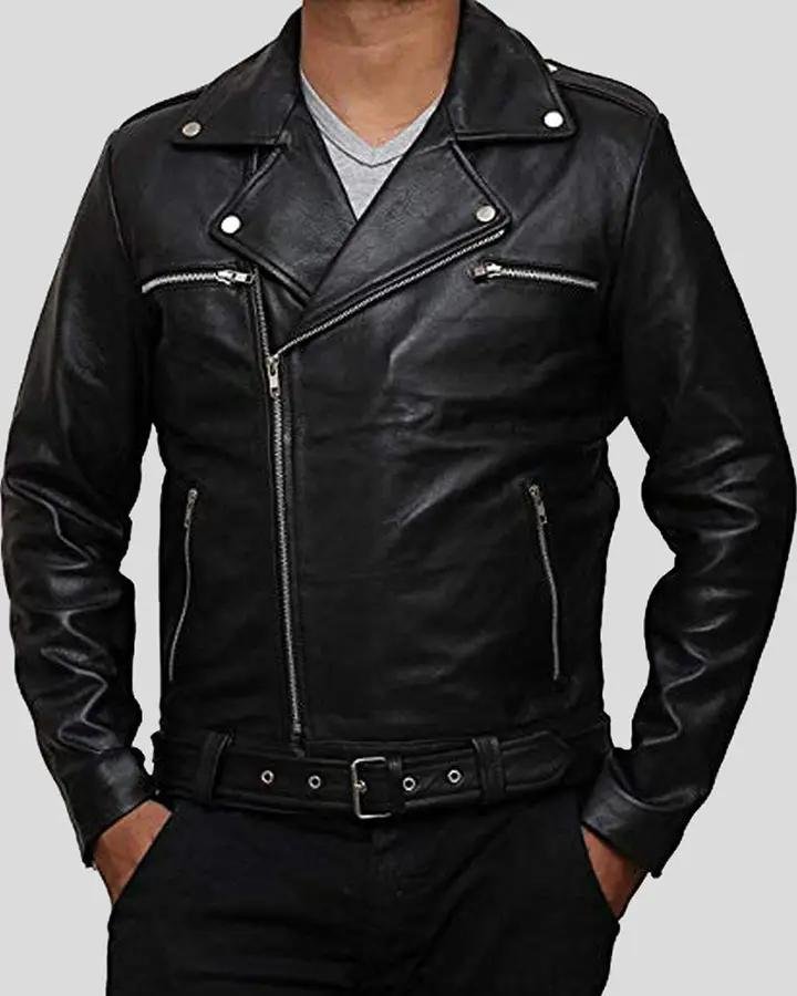 EDEN BLACK BIKER LEATHER JACKET - Image 3