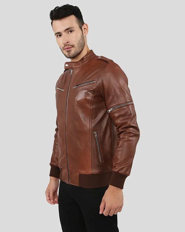 FONZ BROWN BOMBER LEATHER JACKET - Image 2