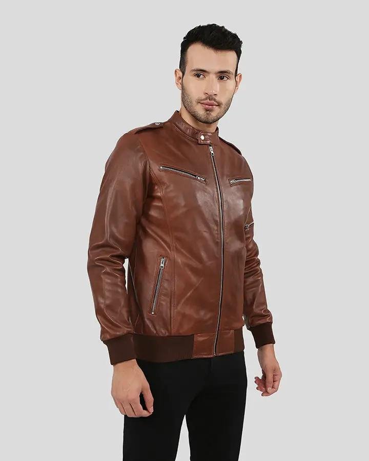 FONZ BROWN BOMBER LEATHER JACKET - Image 3