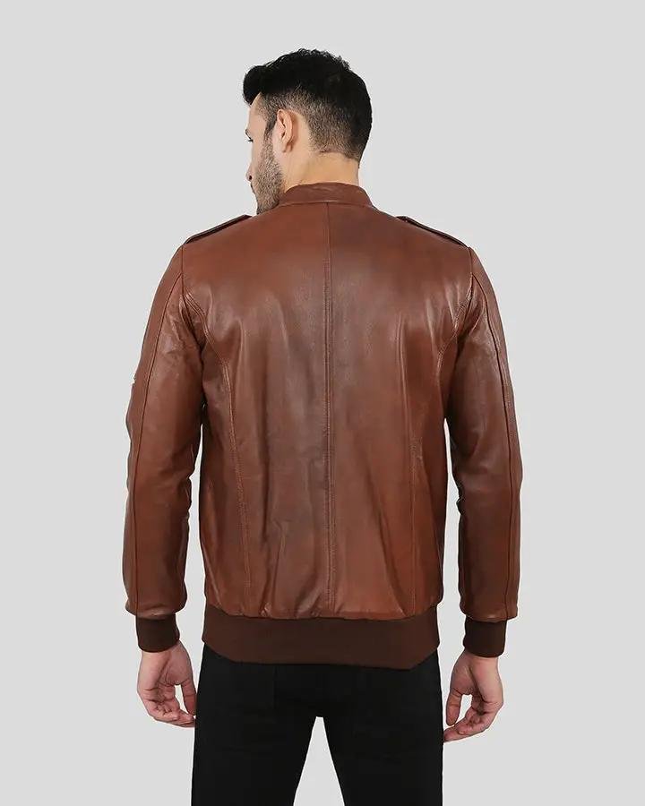 FONZ BROWN BOMBER LEATHER JACKET - Image 4