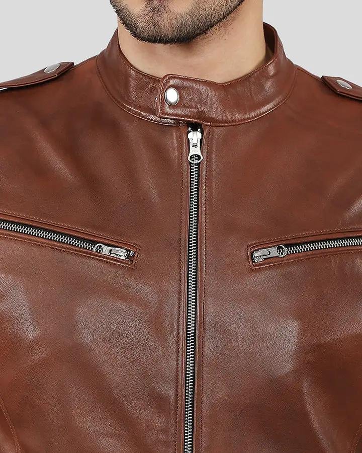 FONZ BROWN BOMBER LEATHER JACKET - Image 5