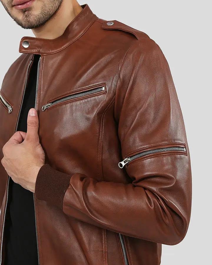 FONZ BROWN BOMBER LEATHER JACKET - Image 6
