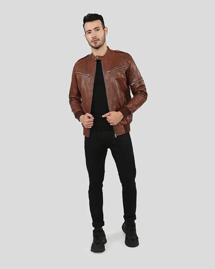 FONZ BROWN BOMBER LEATHER JACKET - Image 7
