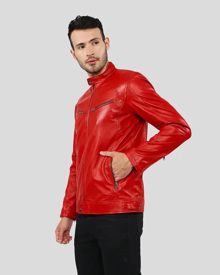 HUNTER RED RACER LEATHER JACKET - Image 5