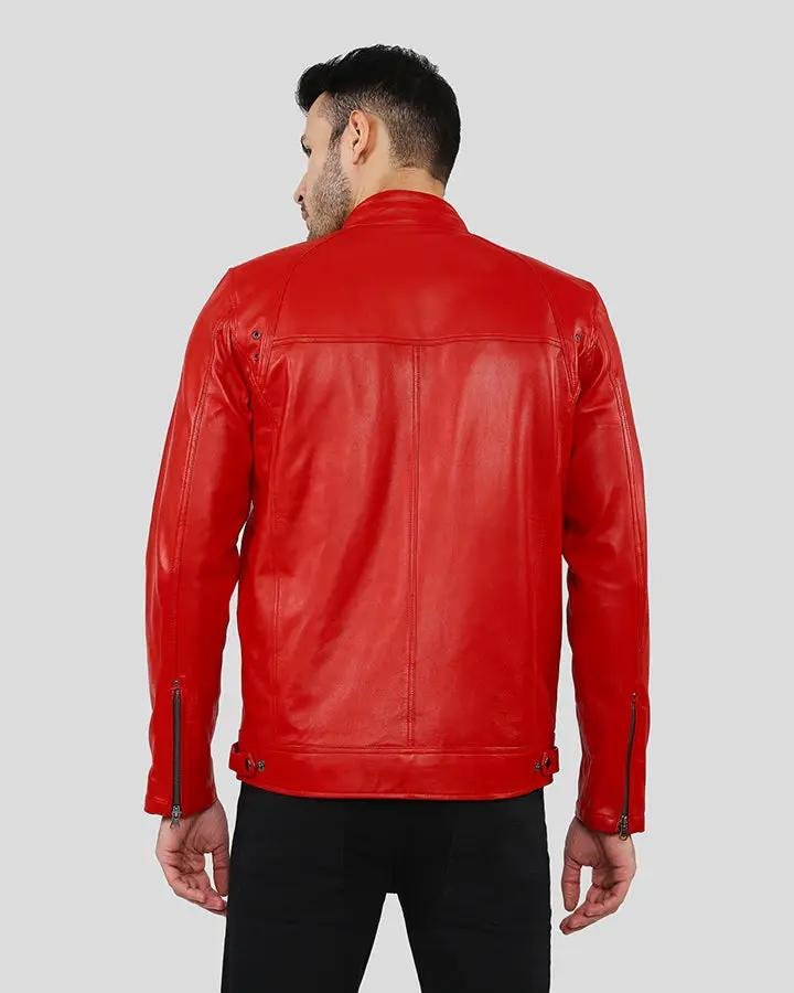 HUNTER RED RACER LEATHER JACKET - Image 4