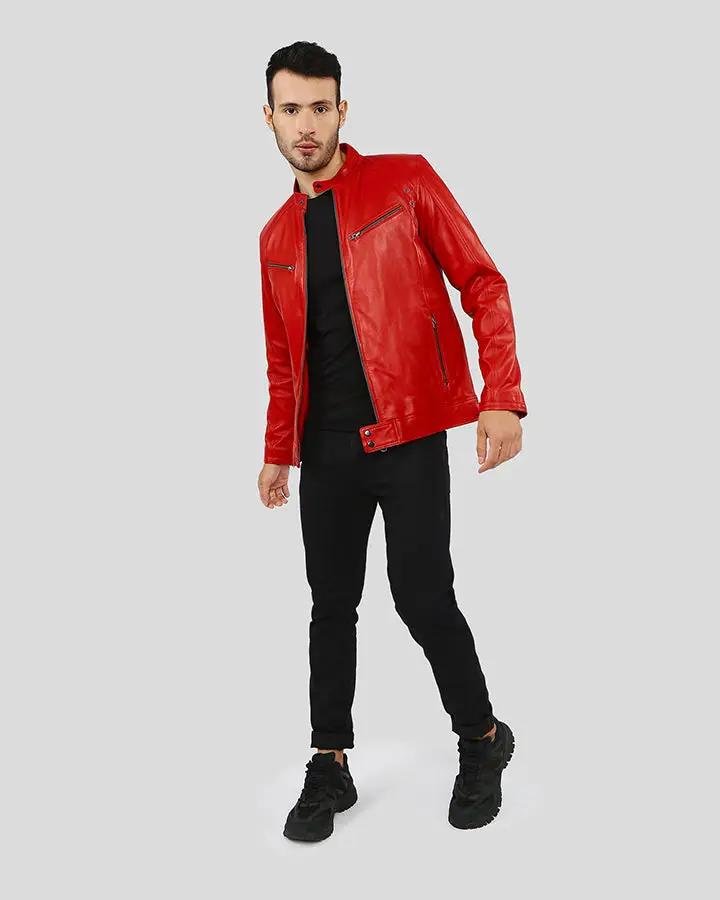 HUNTER RED RACER LEATHER JACKET - Image 2