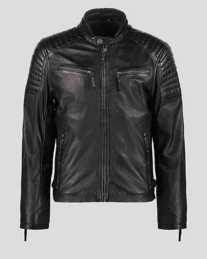 GREG BLACK LEATHER RACER JACKET - Image 2