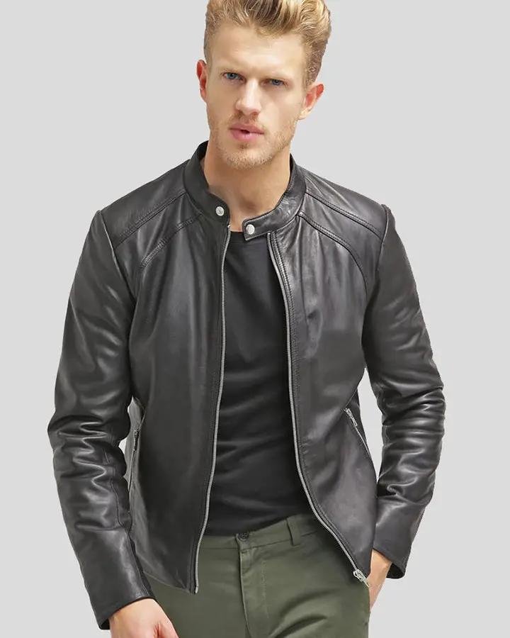 HUNG BLACK RACER LEATHER JACKET