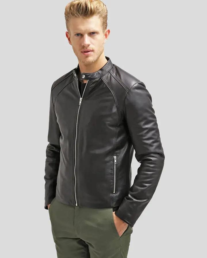 HUNG BLACK RACER LEATHER JACKET - Image 2