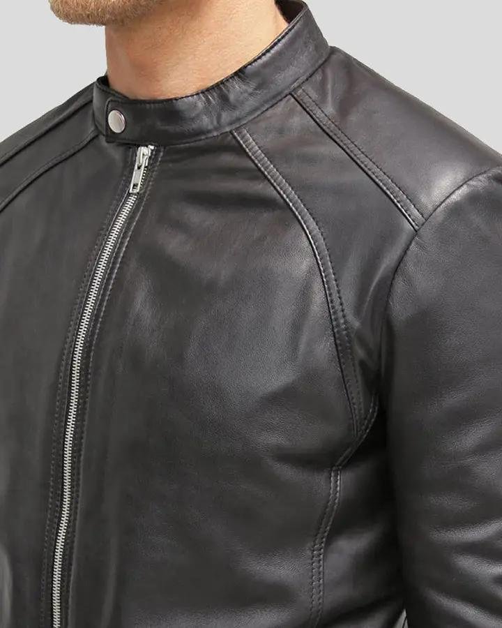 HUNG BLACK RACER LEATHER JACKET - Image 6