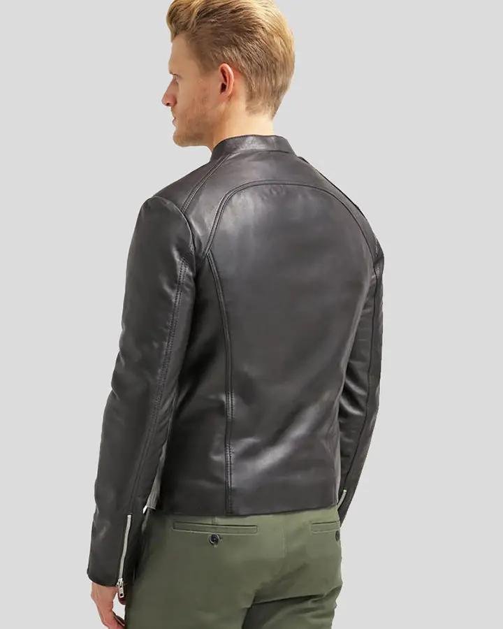 HUNG BLACK RACER LEATHER JACKET - Image 5