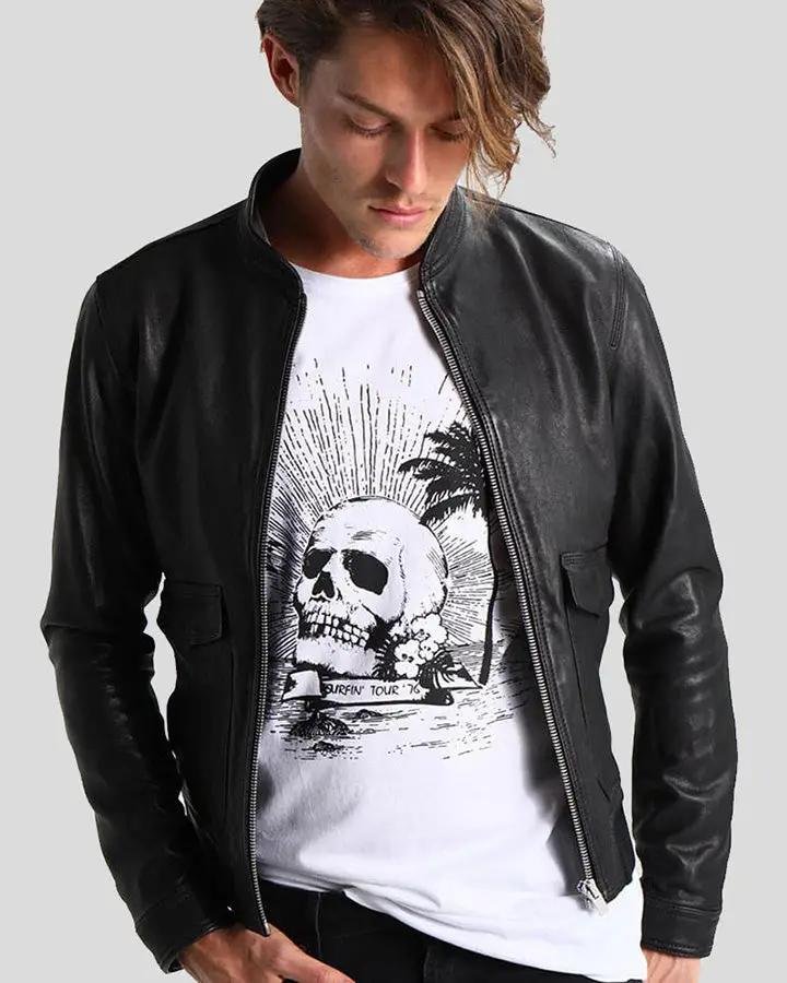 JUAN BLACK LEATHER RACER JACKET