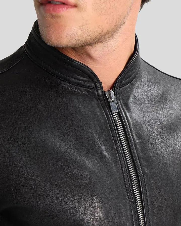 JUAN BLACK LEATHER RACER JACKET - Image 3