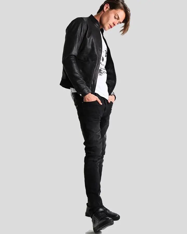JUAN BLACK LEATHER RACER JACKET - Image 2