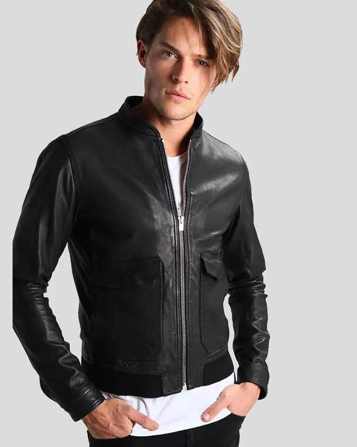 JUAN BLACK LEATHER RACER JACKET - Image 4