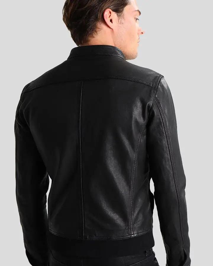 JUAN BLACK LEATHER RACER JACKET - Image 5