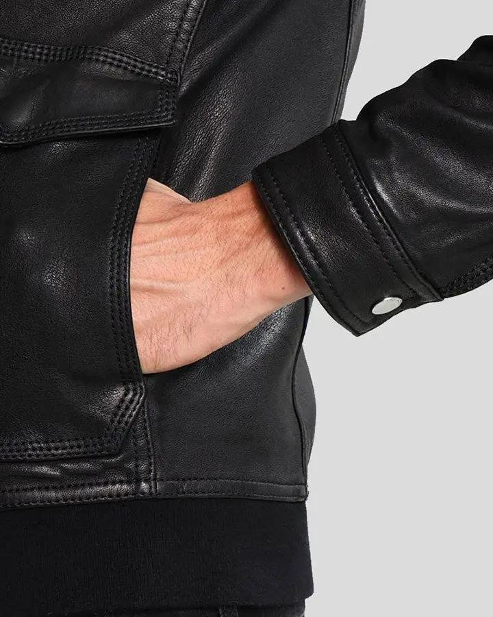JUAN BLACK LEATHER RACER JACKET - Image 6