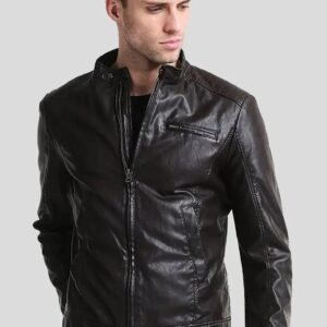 MARK BLACK LAMBSKIN LEATHER RACER JACKET
