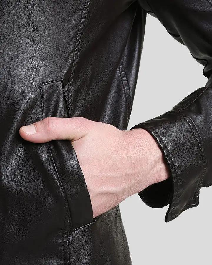 MARK BLACK LAMBSKIN LEATHER RACER JACKET - Image 3