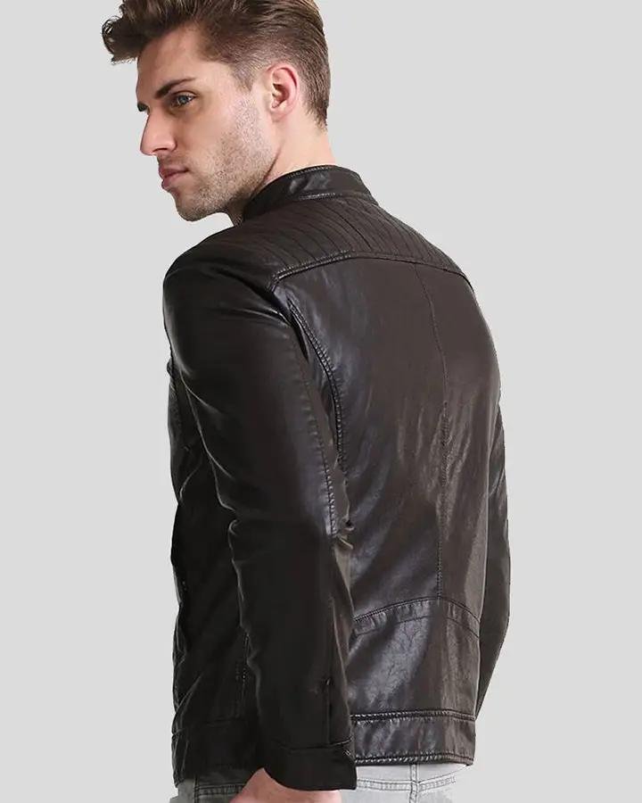 MARK BLACK LAMBSKIN LEATHER RACER JACKET - Image 2