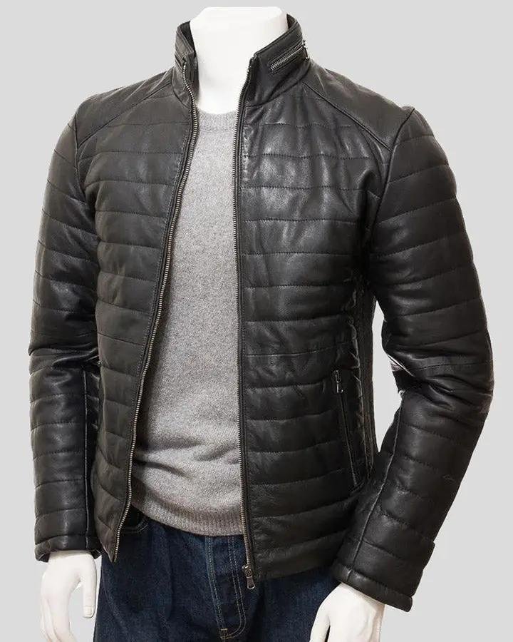 JAIR BLACK QUILTED LEATHER JACKET
