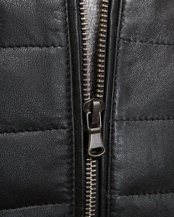 JAIR BLACK QUILTED LEATHER JACKET - Image 3