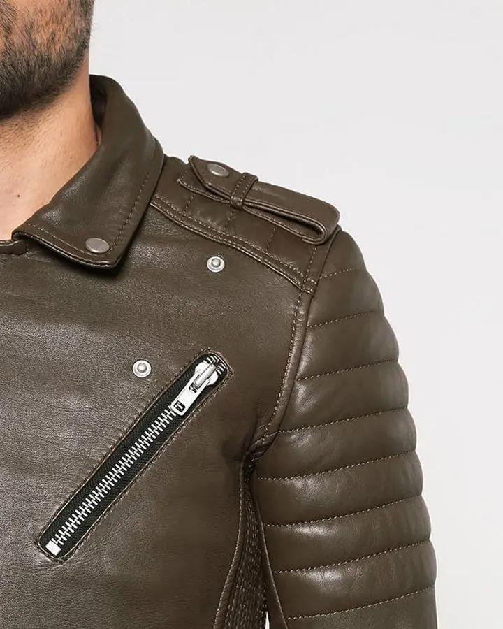 MAC ARMY GREEN QUILTED LEATHER JACKET - Image 5
