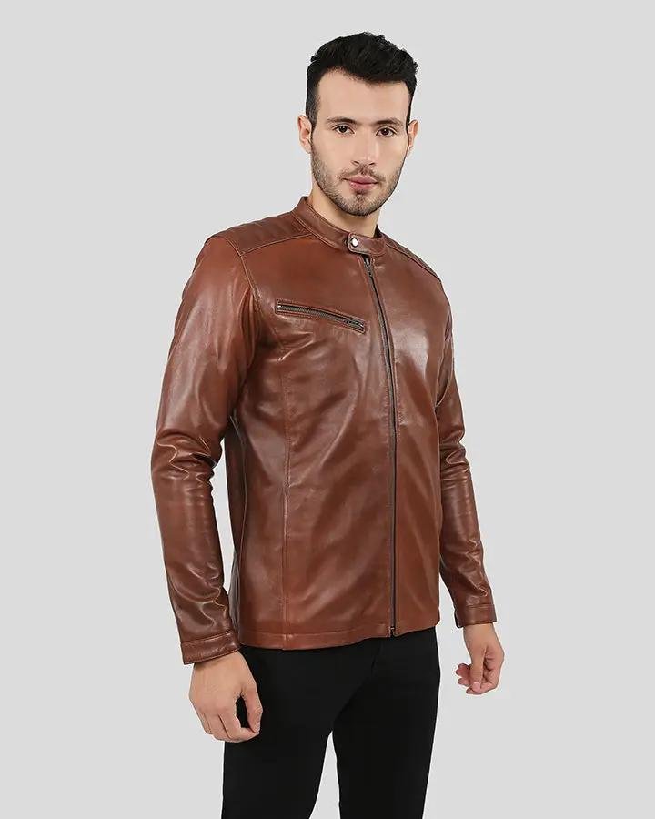 OLLIE BROWN RACER LEATHER JACKET - Image 6